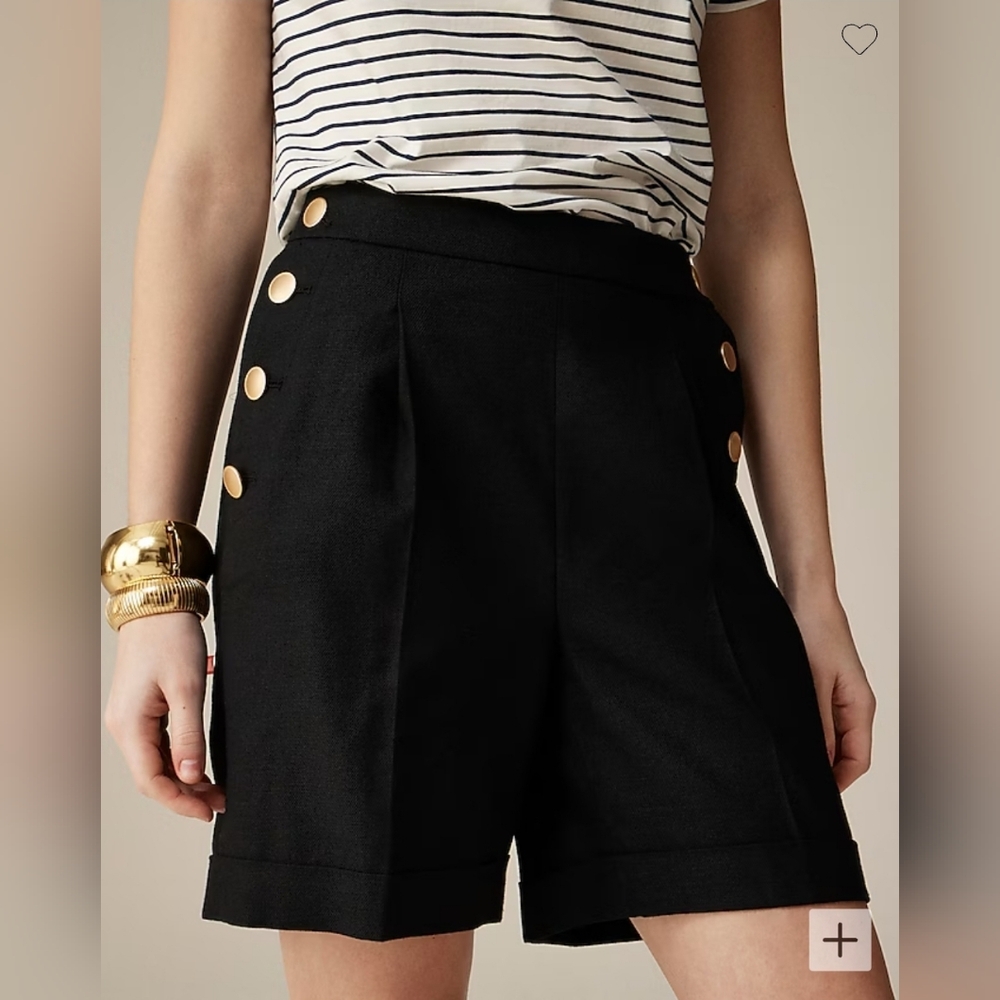 NWT J. Crew Sailor pleated short in stretch linen blend, size 00